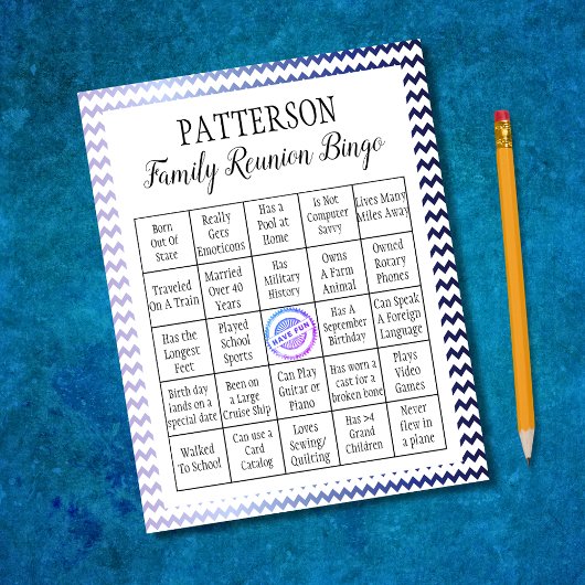 Familie reunion Bingo Game | Chevron Notitieblok