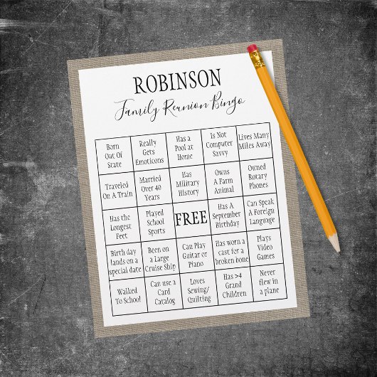 Familie reunion Bingo Game | overlapping