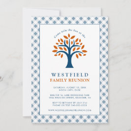 Familie Reunion Blauw Check Modern Family Tree Kaart