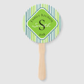 Familie Reunion Blauwe en Groene Strepen Handwaaier (Achterkant)