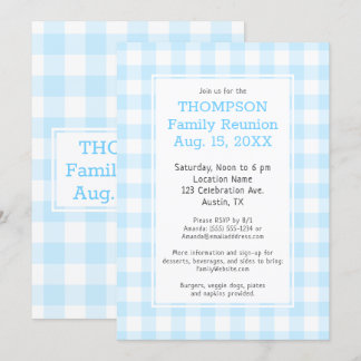 Familie Reunion Bleek Blue Buffalo Check Party Kaart