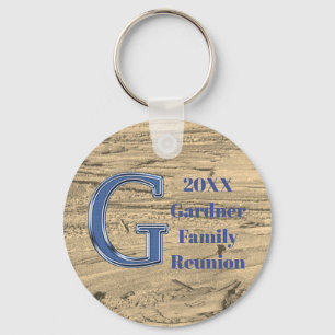 Familie reunion Blue Letter G Monogram Keepomwille Sleutelhanger