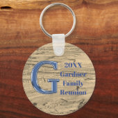 Familie reunion Blue Letter G Monogram Keepomwille Sleutelhanger (Voorkant)