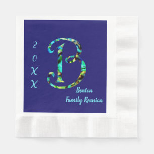 Familie reunion Blue Stropdas-dye B Monogram Gathe Servet