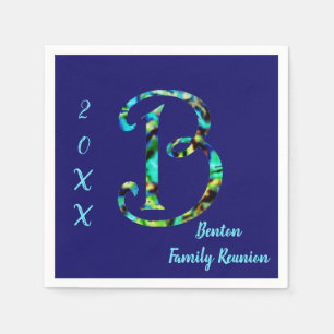 Familie reunion Blue Stropdas-dye B Monogram Gathe Servet