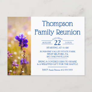 Familie reunion Blue Wildflower Uitnodiging Briefkaart