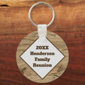 Familie Reunion Brown Wood Grain Foto Keepomwille Sleutelhanger (Voorkant)