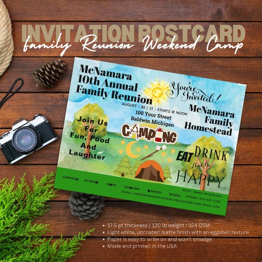 Familie reunion Camping Invitation Briefkaart