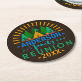 Familie reunion Camping Trip | Aangepaste naam Ronde Kartonnen Onderzetter (Gebogen)
