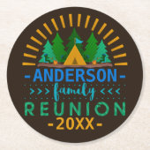 Familie reunion Camping Trip | Aangepaste naam Ronde Kartonnen Onderzetter (Voorkant)