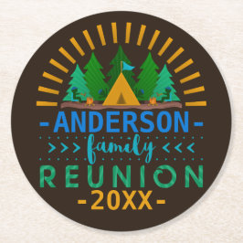 Familie reunion Camping Trip | Aangepaste naam Ronde Kartonnen Onderzetter