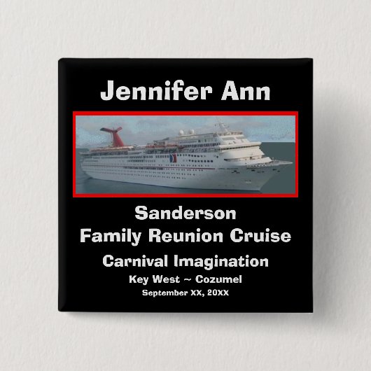 Familie reunion Cruise Name Badge Vierkante Button 5,1 Cm (Voorkant)