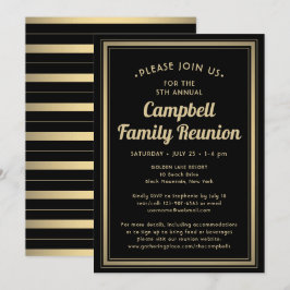 Familie reunion Elegant Black en Gold Borders Kaart