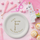 Familie reunion Elegant Gold Letter F Monogram Papieren Bordje (Feest)