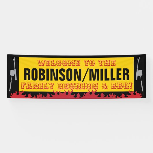 Familie reunion en BBQ Barbecue Banner (Horizontaal)