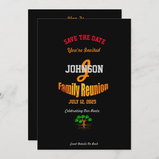 Familie reunion feestvieren elke naam en datum save the date (Voorkant / Achterkant)