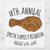 Familie reunion Fried Chicken Leg drumstick Favor Wijn Etiket (Enkel label)