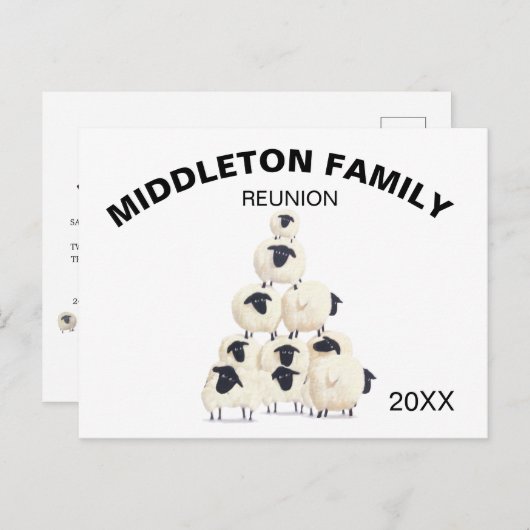 Familie Reunion Gathering Fun Black Uitnodiging (Voorkant / Achterkant)