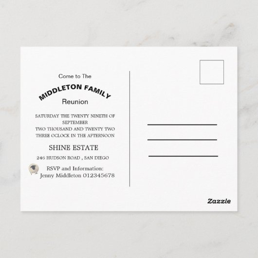 Familie Reunion Gathering Fun Black Uitnodiging (Achterkant)