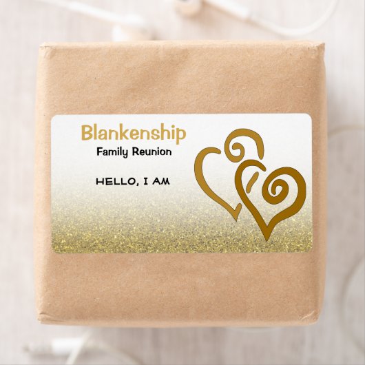 Familie reunion Gekoppelde harten Gold Glitter Nam Etiket (Insitu)