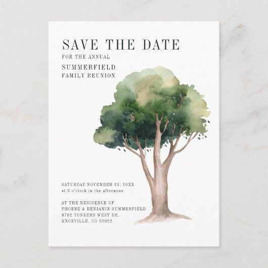 Familie reunion Genealogie Tree behalve de datum Aankondigingskaart (Voorkant)