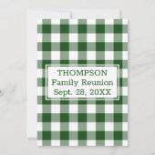 Familie Reunion Green White Buffalo Check Party Kaart (Achterkant)