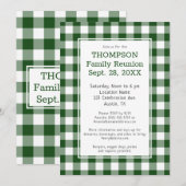 Familie Reunion Green White Buffalo Check Party Kaart (Voorkant / Achterkant)
