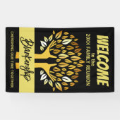 Familie Reunion Handen Boom bladeren op Black Cust Spandoek (Horizontaal)