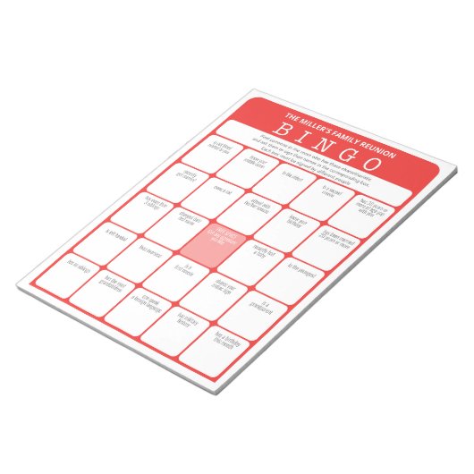 Familie reunion Ice Breaker Bingo Notitieblok (Schuin)