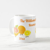 Familie reunion Keepomwille Name Fun Cartoon Fruit Koffiemok (Voorkant links)