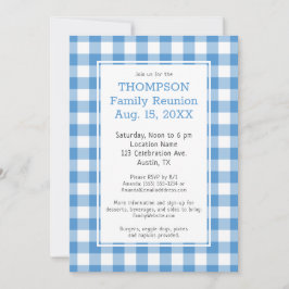 Familie Reunion Light Blue Buffalo Check Party Kaart