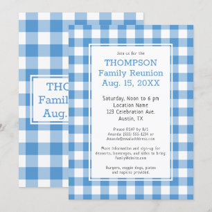 Familie Reunion Light Blue Buffalo Check Party Kaart