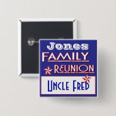 familie reunion name tag vierkante button 5,1 cm (Voorkant /achterkant)