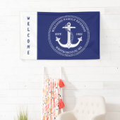 Familie reunion Nautical Anchor Blue Welkom Spandoek (Insitu)
