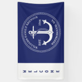 Familie reunion Nautical Anchor Blue Welkom Spandoek (Verticaal)