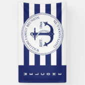 Familie reunion Nautical Anchor Striped Welkom Spandoek (Verticaal)
