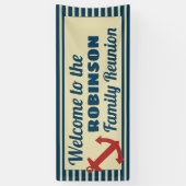 Familie reunion nautische anker en strepen spandoek (Verticaal)