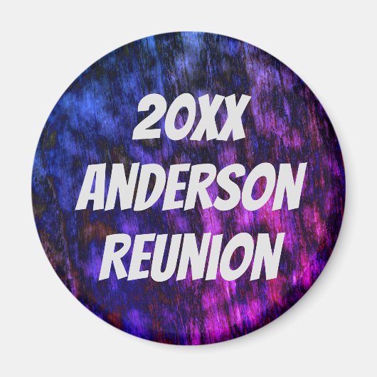 Familie Reunion Neon Blue Paars Event Keepomwille Magneet (Voorkant)