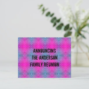 Familie reunion Neon Pink Blue Tie Dye aankondigin Briefkaart