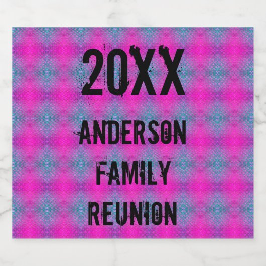 Familie Reunion Neon Tie Dye Annual Party Bier Etiket (Enkel label)