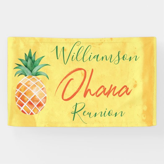 Familie reunion Ohana Pineapple Island Beach Spandoek (Horizontaal)