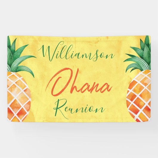 Familie reunion Ohana Two Pineappels Island Beach Spandoek (Horizontaal)