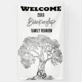 Familie Reunion Oude Grijze Boom op Zwart Custom Spandoek (Verticaal)