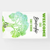 Familie Reunion Oude Groene Boom op Zwart Custom Spandoek (Horizontaal)