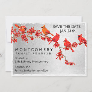 Familie reunion Red Cardinals Silver Save the Date