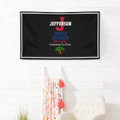 Familie Reunion Red, White, Blue voor elke naam Spandoek (Insitu)