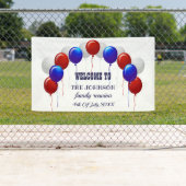 Familie Reunion Red White en Blue Balloon Spandoek (Insitu)