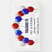 Familie Reunion Red White en Blue Balloon Spandoek (Verticaal)