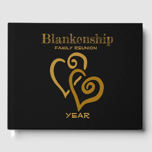 Familie reunion Registry Gold Linked Hearts Gastenboek (Voorkant)