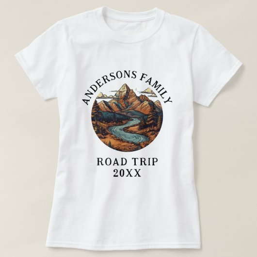 Familie Reunion Road Trip Berg gepersonaliseerd T-shirt (Design voorkant)